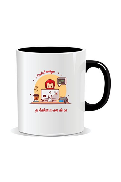 Mug Mania Cana personalizata cu mesaje pentru programatori, Codul merge si ha...