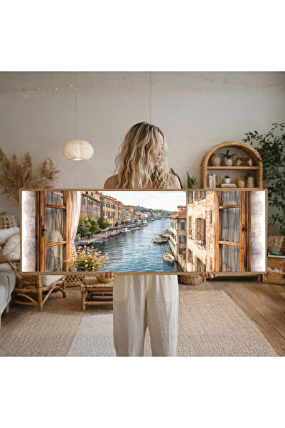 woodhomeworks Tek Parça Gerçek Ahşap Yatay Panorama Çerçeveli Tablo