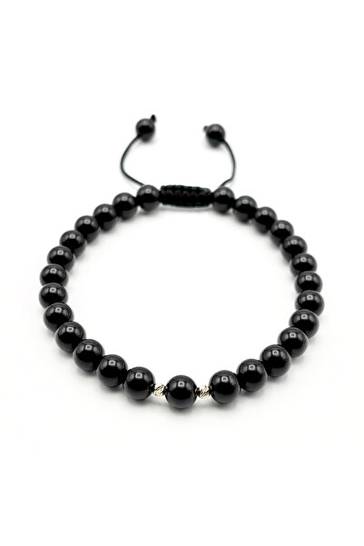 BIJUTERIA NEAGRA Brățară cu bile de aur de 14K și pietre de onix