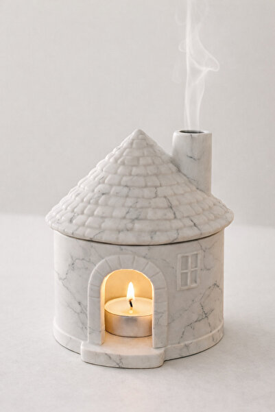 Cogo Seramik Mermer Efektli Seramik Ev Tütsülük & Mumluk – El Yapımı Dekorati...