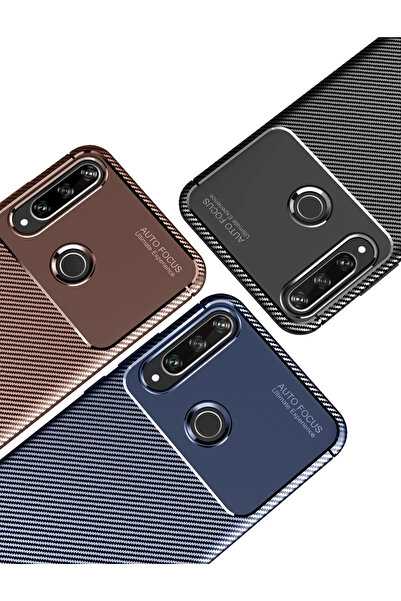 Najmaddin حافظة هواوي Y6p من نيو فيس، غطاء كربوني بتركيز تلقائي - أزرق داكن