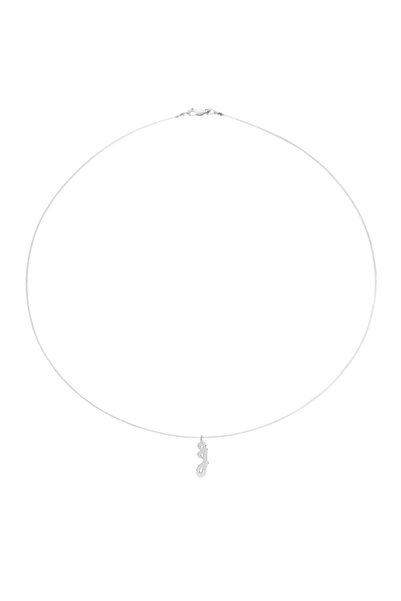 BIJUTERIA NEAGRA Colier din sârmă transparentă cu inițiala J, realizat din ar...