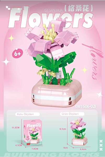 BTİCARET Bricks Saksılı Şakayık Çiçeği Mini Yapı Blok Seti – Dekoratif Lego U...