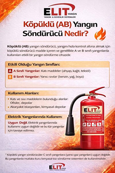 ELİT YANGIN VE GÜVENLİK SİSTEMLERİ 6 Kg Köpüklü Yangın Söndürme Tüpü Ruhsata ...