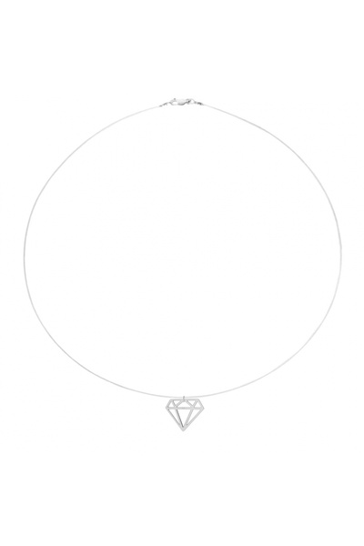 BIJUTERIA NEAGRA Colier din sârmă transparentă cu pandantiv din argint 925 cu...