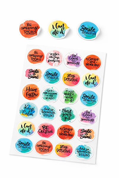 naturevo 24’lü Motivasyon Sticker Set – Suya Dayanıklı Laptop, Termos, Telefo...
