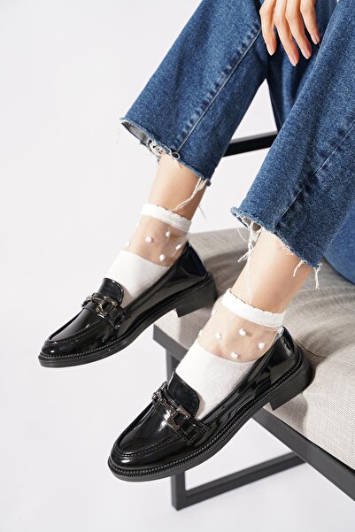 Moda Pie Surtes Belt Accessory Buckle Women's Ballerina Flats Black Patent Le...