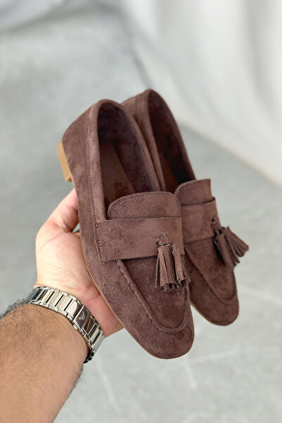 GOFFSHOES Women's Boos Flat Sole Tasseled Ballerinas - Brown-Suede