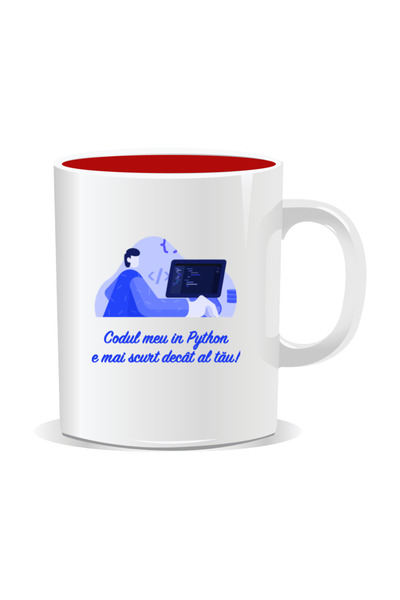 Mug Mania Cana personalizata cu mesaje pentru programatori, Codul meu in Pyth...