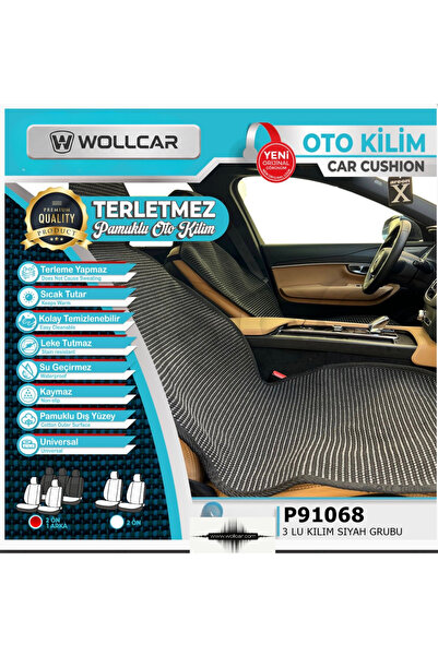 WOLLCAR Oto 3-Piece Carpet Anti-Sweat Black and White Carpet for Car