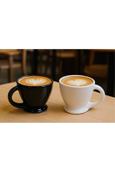 Zumiya 2-Person Black and White Ceramic Coffee Cup Set - Special Design Handmade