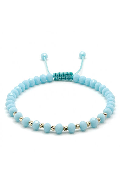 BIJUTERIA NEAGRA Brățară cu 10 bile din aur de 14K și cristale Baby Blue