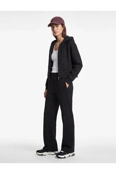 Koton Γυναικείο αθλητικό παντελόνι από μείγμα Modal, άνετη εφαρμογή, ανθρακί ...