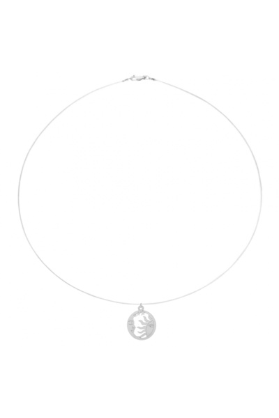 BIJUTERIA NEAGRA Colier cu fir transparent și pandantiv Lună și Soare din arg...