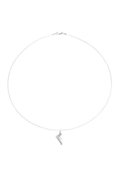 BIJUTERIA NEAGRA Colier din sârmă transparentă cu pandantiv pistol din argint...