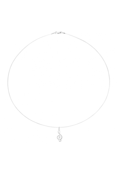 BIJUTERIA NEAGRA Colier din sârmă transparentă cu pandantiv cheie G din argin...