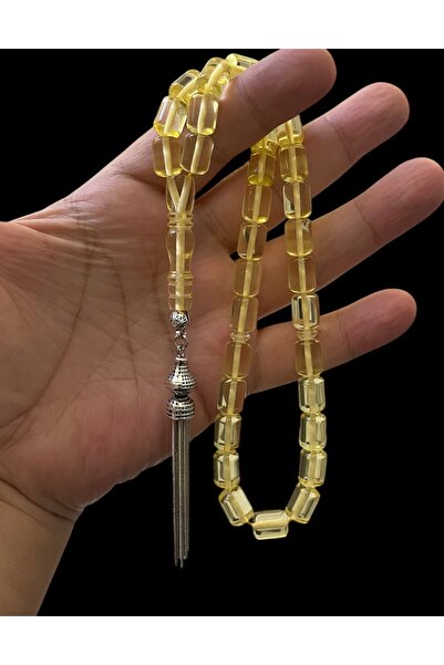 Trikala سبحة من العنبر الدومينيكي الشفاف الفاخر مقاس 11×8 ملم بلون عسلي شفاف