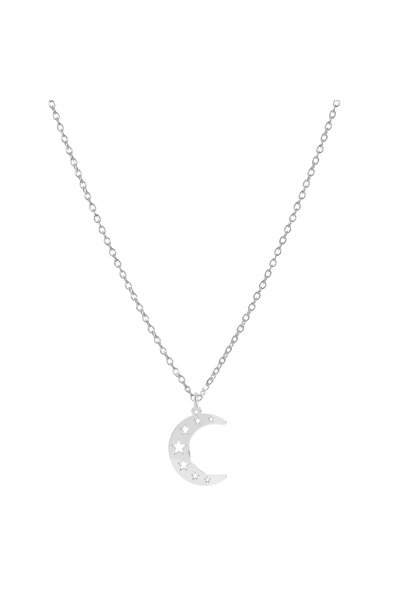 BIJUTERIA NEAGRA Crescent Moon and Stars Pendant Necklace in 925 Silver