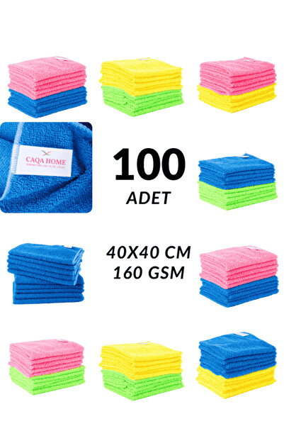 CAQA HOME 100'lü Paket Karışık Renk 40x40 Cm Mikrofiber Mutfak Ve Genel Temiz...