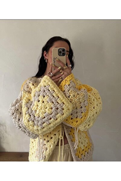 LAMBCRAFTS Motif El Örgüsü Kadın Hırka