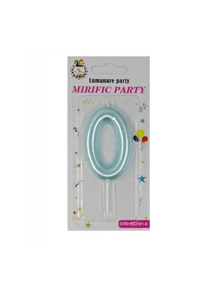Balon Κερί για τούρτα γενεθλίων, Αριθμός 0, Τυρκουάζ Μπλε