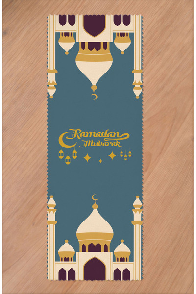 GREENDECOR Ramadan Eid Mubarak Crescent Mosque Floral Pattern Printed Table R...