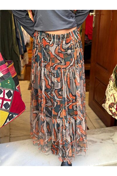 Miss Boheme Turuncu Renk İsabel Uzun Tül Etek