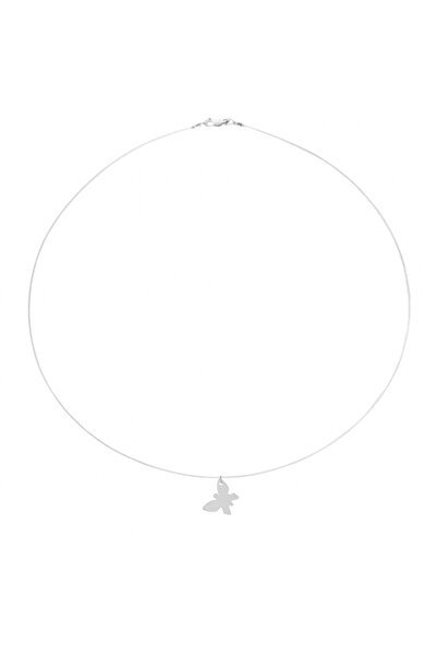 BIJUTERIA NEAGRA Colier din sârmă transparentă cu pandantiv fluture din argin...