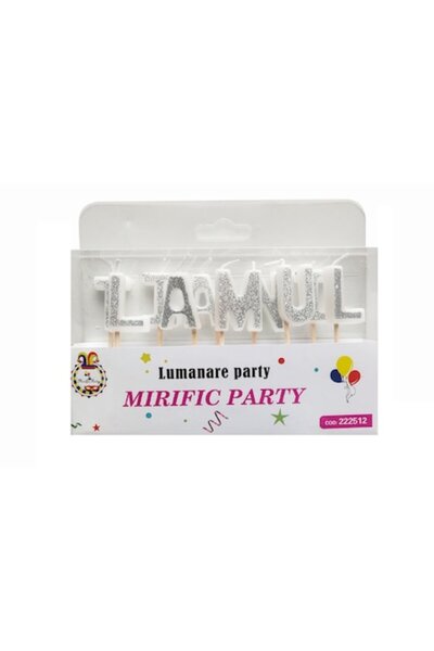 Balon Σετ 10 κεριών για τούρτα γενεθλίων, ασημί γκλίτερ, 7 εκ.