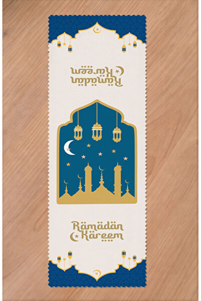 GREENDECOR Ramadan Eid Mubarak Crescent Mosque Floral Pattern Printed Table R...