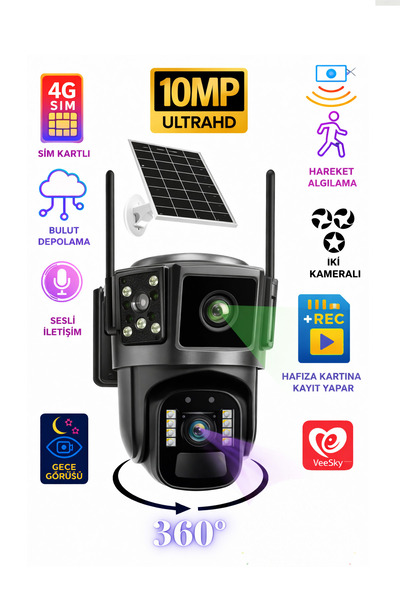 LinaS 4g Solar Panelli 2 Kameralı Güvenlik Kamerası
