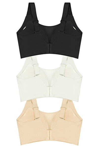 Cottonhill Seamless Bra - Forme | Lazer Kesim Dikişsiz Toparlayıcı Büyük Tüllü Beden Kadın Sütyen 3'lü Paket