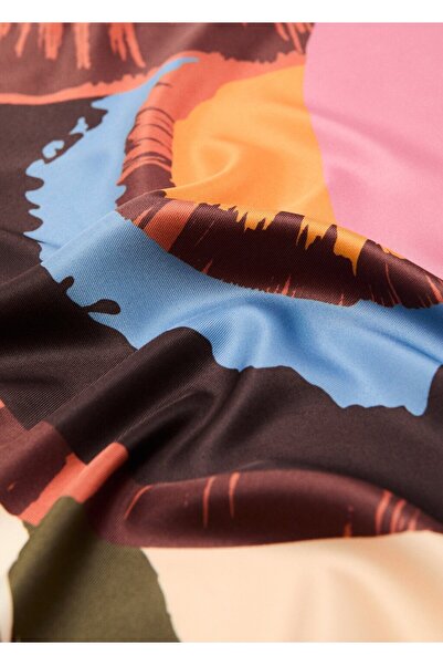 MANGO Woman Soyut desenli saten fular