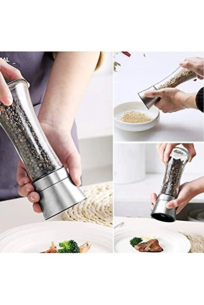 LeylArt Glass Body Stainless Steel Cover Salt Pepper Mill Salt Pepper Grinder...