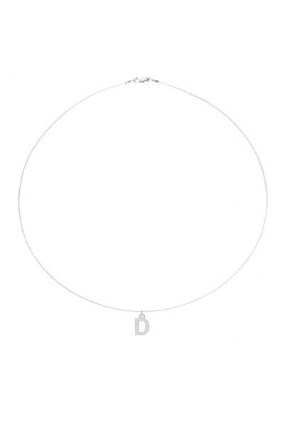 BIJUTERIA NEAGRA Colier transparent din sârmă cu inițiala D, realizat din arg...