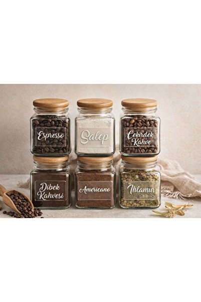 MODA OZY Set of 21 Transparent White Written Beverage and Coffee Types Labels...