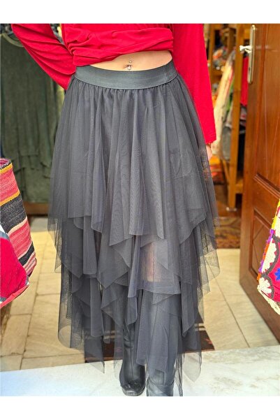Miss Boheme Black Color Layered Tulle Skirt