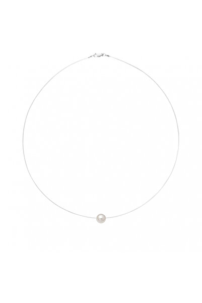 BIJUTERIA NEAGRA Colier din fir transparent cu perlă Preciosa albă și încuiet...