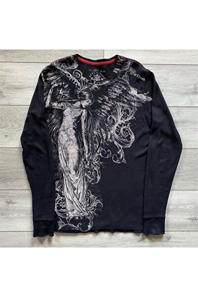 harmony factory Black Vintage Angel Affliction Cyber Grunge Long Sleeve Thin ...
