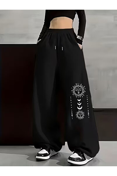 Nilvor Unisex Sun Moon Icon Baggy Cut Wide Leg Sweatpants