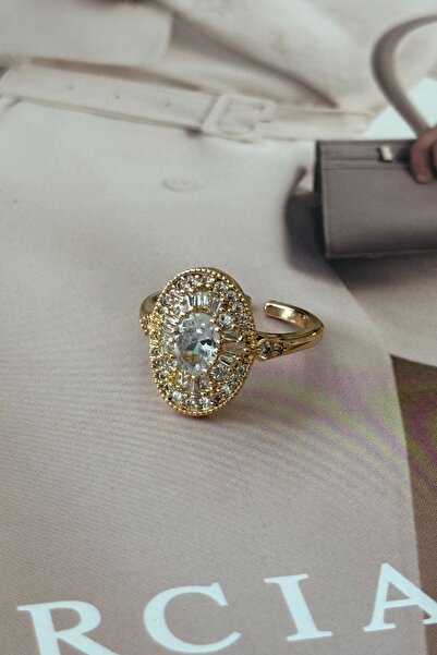 Trendy Butik Oval Zircon Stone Ring