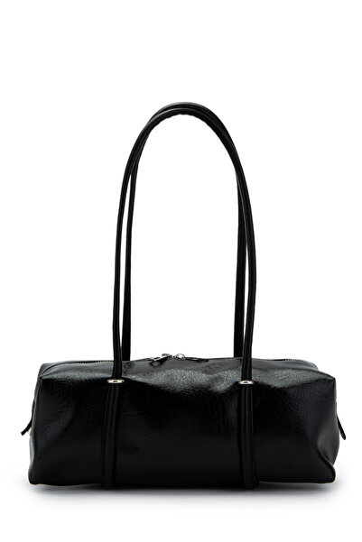 minebag Double Zipper Detailed Cylinder Women's Shoulder Bag Sophie Black