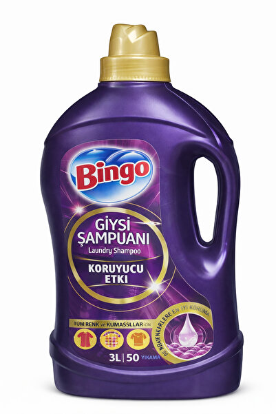 Bingo Giysi Şampuanı 3 L – Koruyucu Etki | Tüm Renk ve Kumaşlar | 50 Yıkama