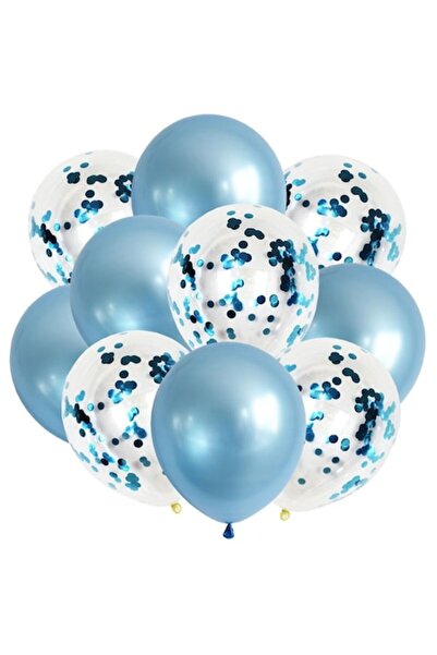 It's Party Time Set de 10 baloane confetti, culoare albastră, 30 cm,