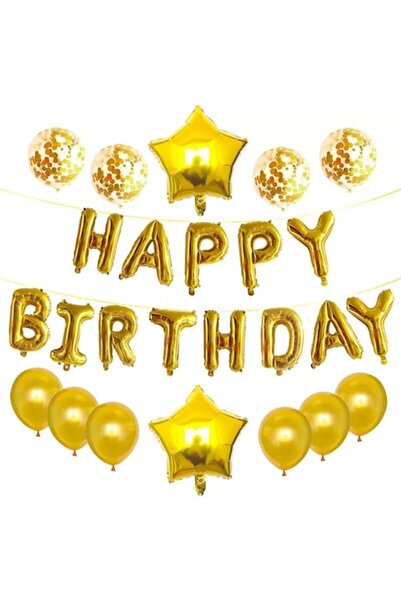 It's Party Time Set de 25 de baloane cu mesajul „La mulți ani”, aurii,