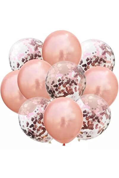 It's Party Time Set de 10 baloane confetti, culoare auriu-roz, 30 cm,