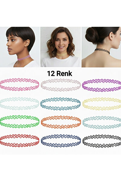 MutluBiDünya 12 Farklı Renkte Tel Choker