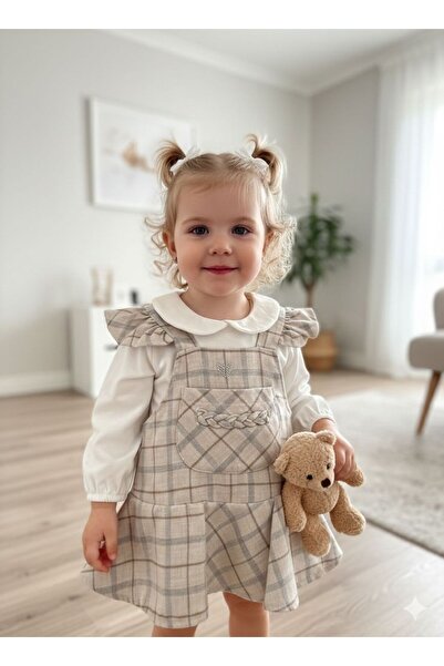 Efemkids 9/24 Months 2-Piece Plaid Baby Girl Dress Cotton Ruffle Newborn Baby...