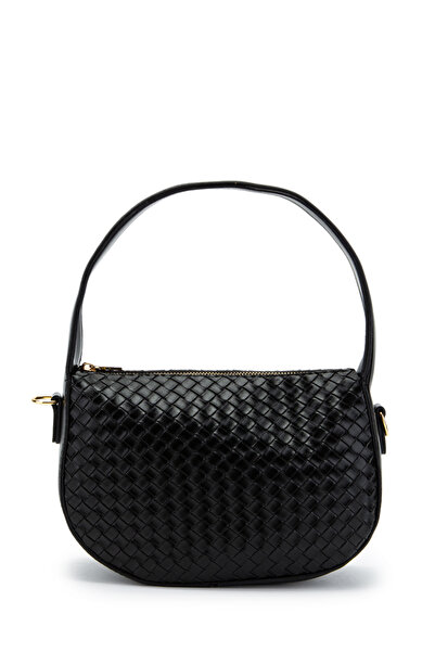minebag Knitted Detail Baguette Fioana Women's Shoulder Bag Black