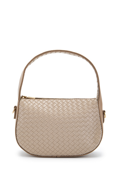 minebag Knitted Detail Baguette Fioana Women's Shoulder Bag Beige